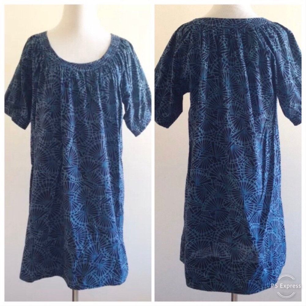 🌿 French Connection Dress Shift Blue Print 4